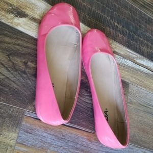 Pink satin flats